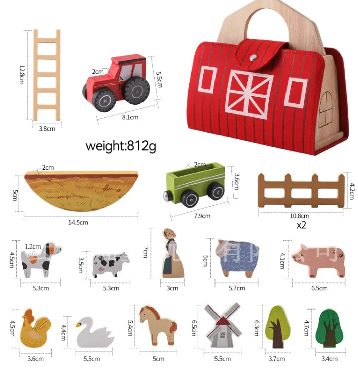Montessori Barn-Themed Wooden Set