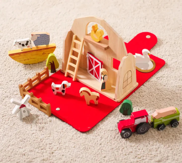 Montessori Barn-Themed Wooden Set