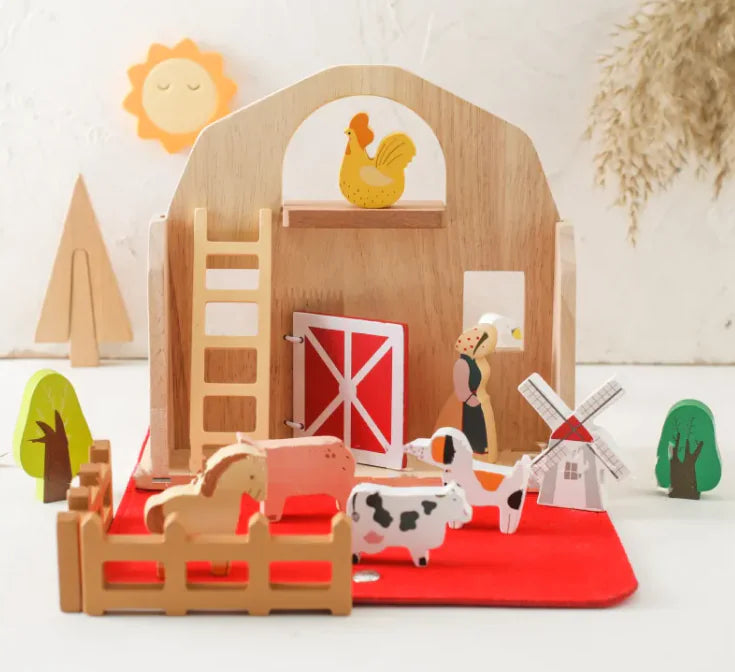 Montessori Barn-Themed Wooden Set