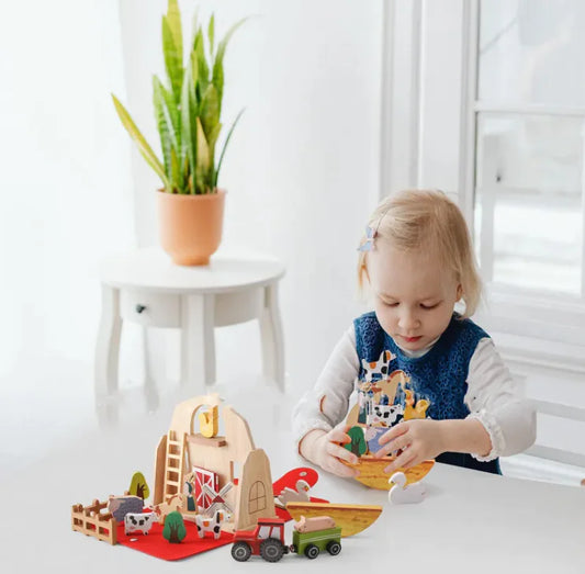 Montessori Barn-Themed Wooden Set