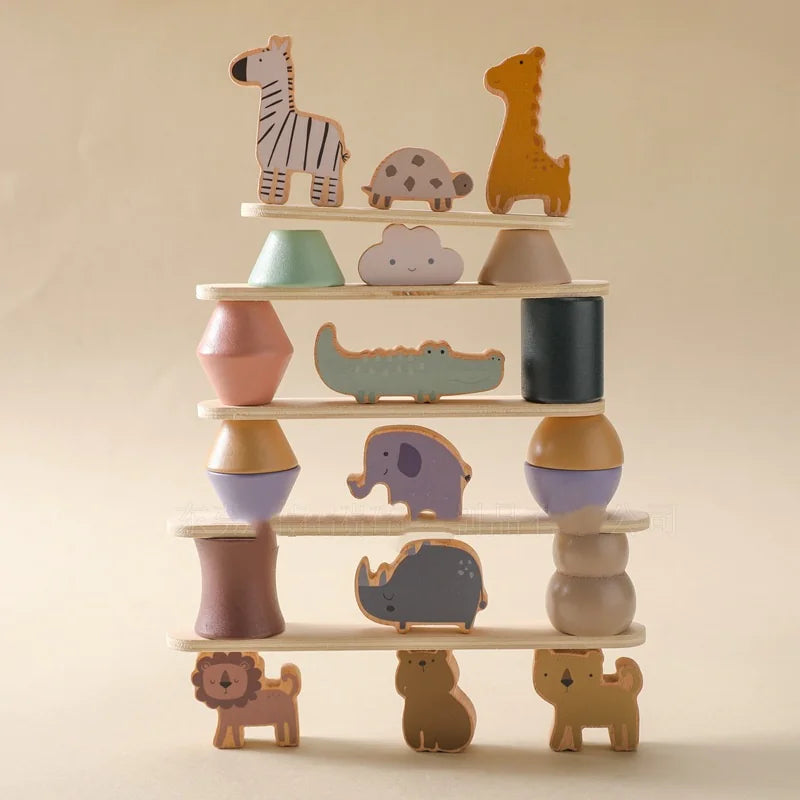 Montessori Wooden Animal Stacking Balance Toy