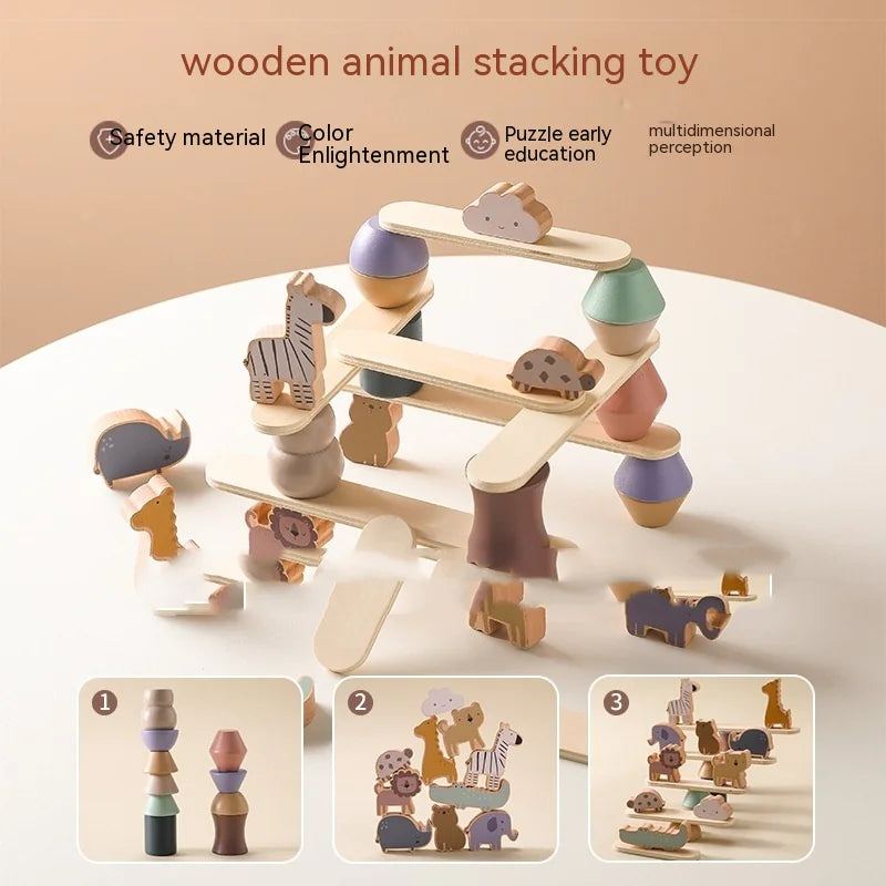 Montessori Wooden Animal Stacking Balance Toy